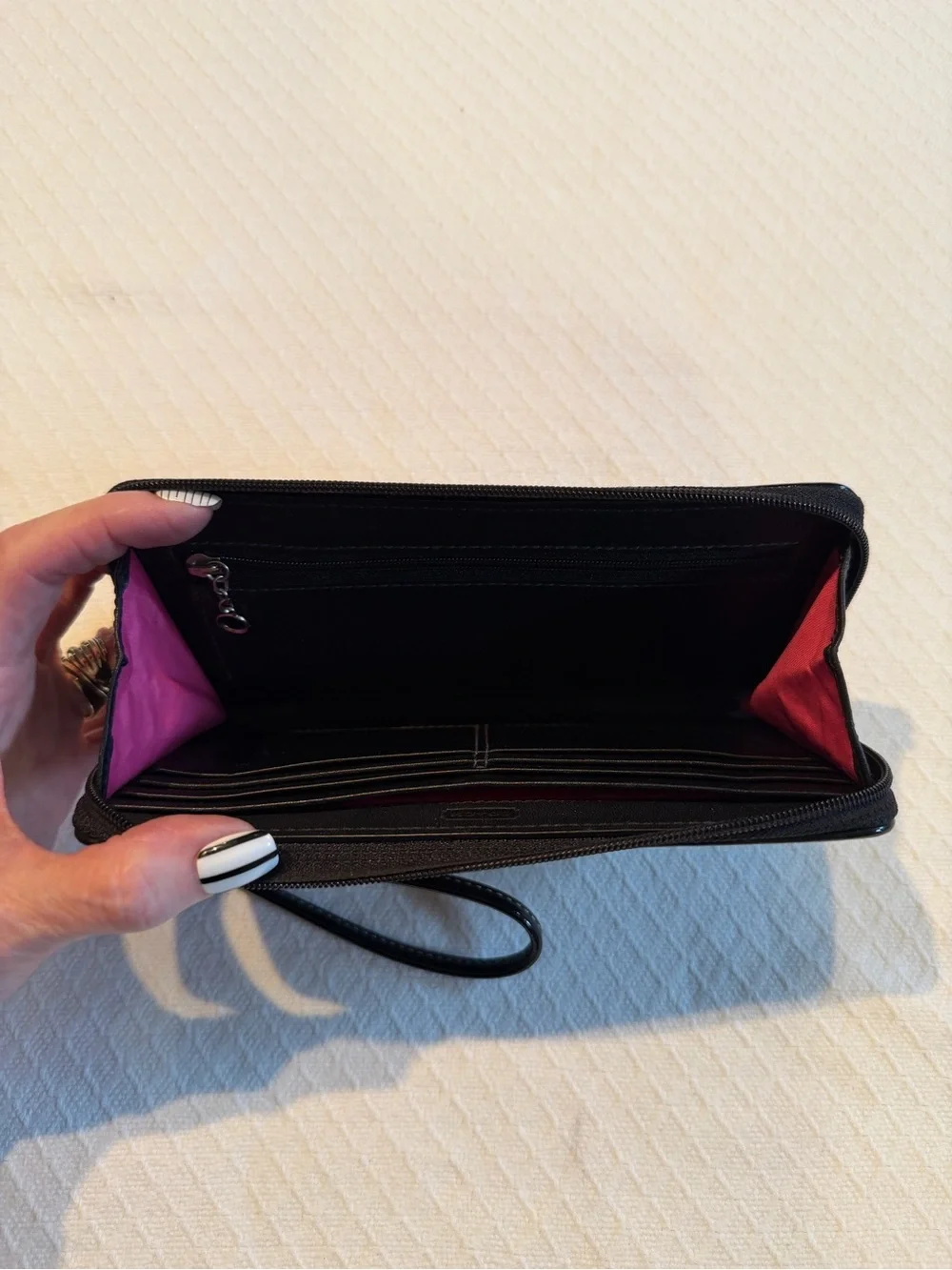 Coach Signature Canvas Black and Gray Wristlet Wallet with Detachable Strap